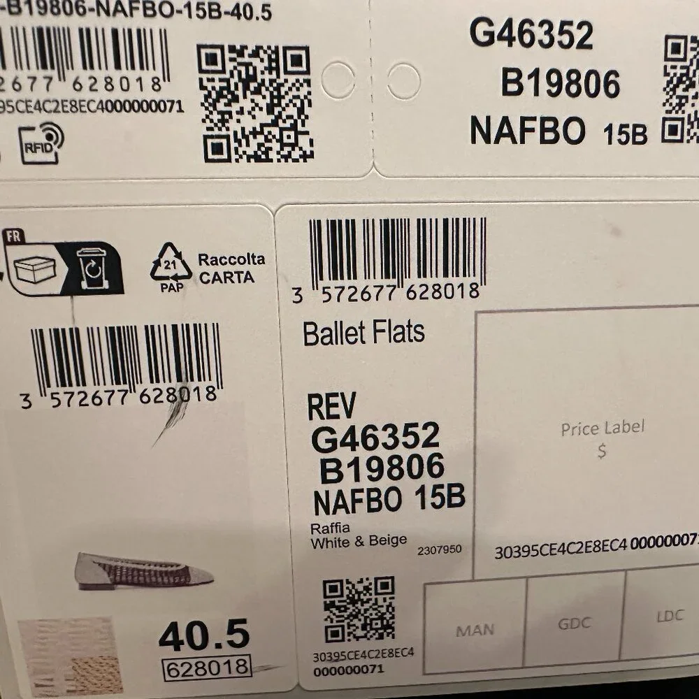 CHANEL REV CC Raffia Crochet Woven Two Tone Cap Toe Ballerina Ballet Flats - Picture 13 of 13